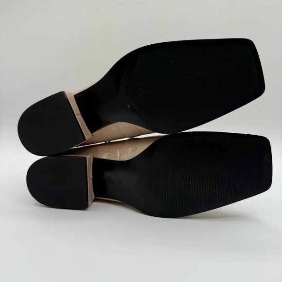 Zara Taupe Patent Loafers Women’s Square Toe Low Heel Slip On Shoes Size 6.5 US - Picture 12 of 16